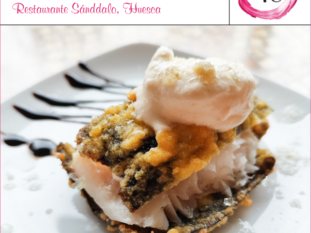 Bar Cafetería Sánddalo > Nori de bacalao con mousse de champán