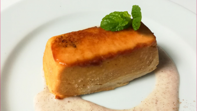 Restaurante Flor de Huesca > Lingote de calabaza y chocolate blanco caramelizado